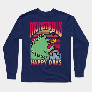 Monstrous Happy Godzilla Long Sleeve T-Shirt